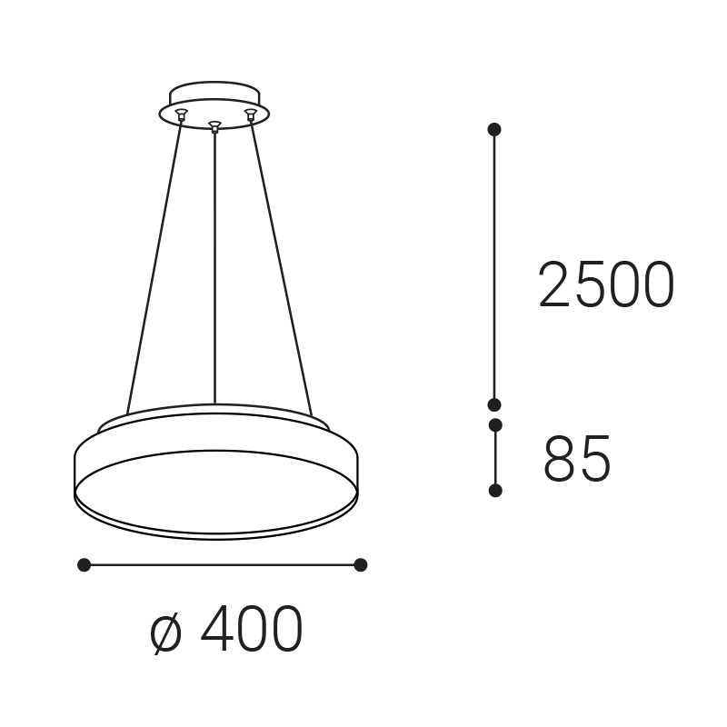 LED2 3275851DT TORO 40 P/N-Z závesné svietidlo s horným podsvietením biele stmievateľné