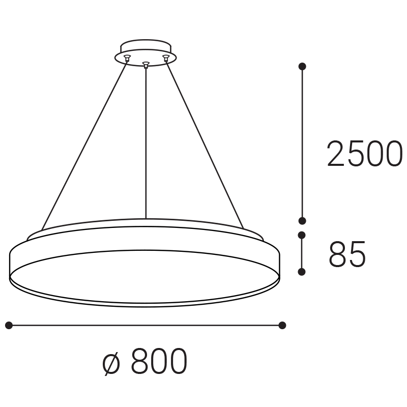LED2 3276051DT TORO 80 P/N-Z závesné svietidlo s horným podsvietením biele stmievateľné
