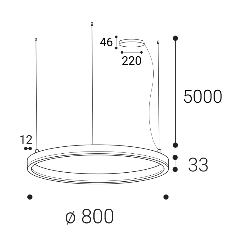 LED2 3276273DT CIRCLE 80 P-Z ST závesné svietidlo čierne stmievateľné