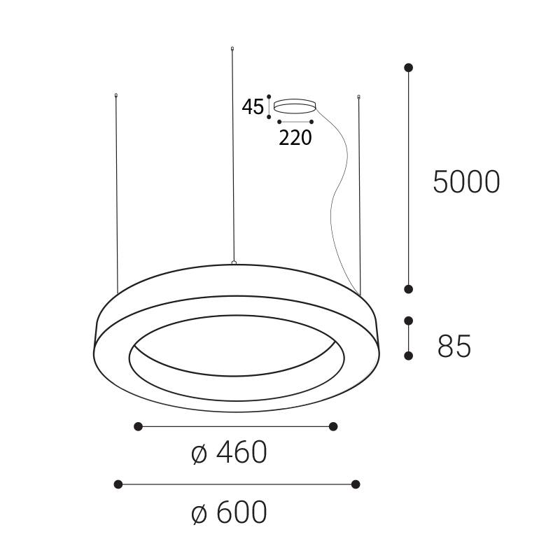 LED2 3276371DT SATURN SLIM II 60 PN-Z závesné svietidlo biele stmievateľné