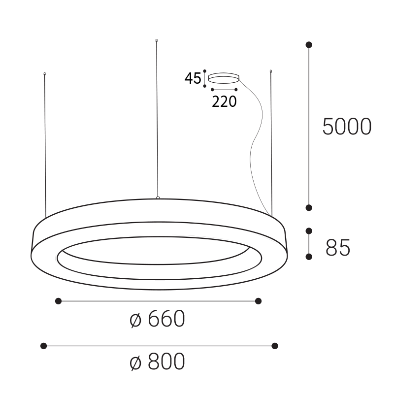 LED2 3276473DT SATURN SLIM II 80 PN-Z závesné svietidlo čierne stmievateľné