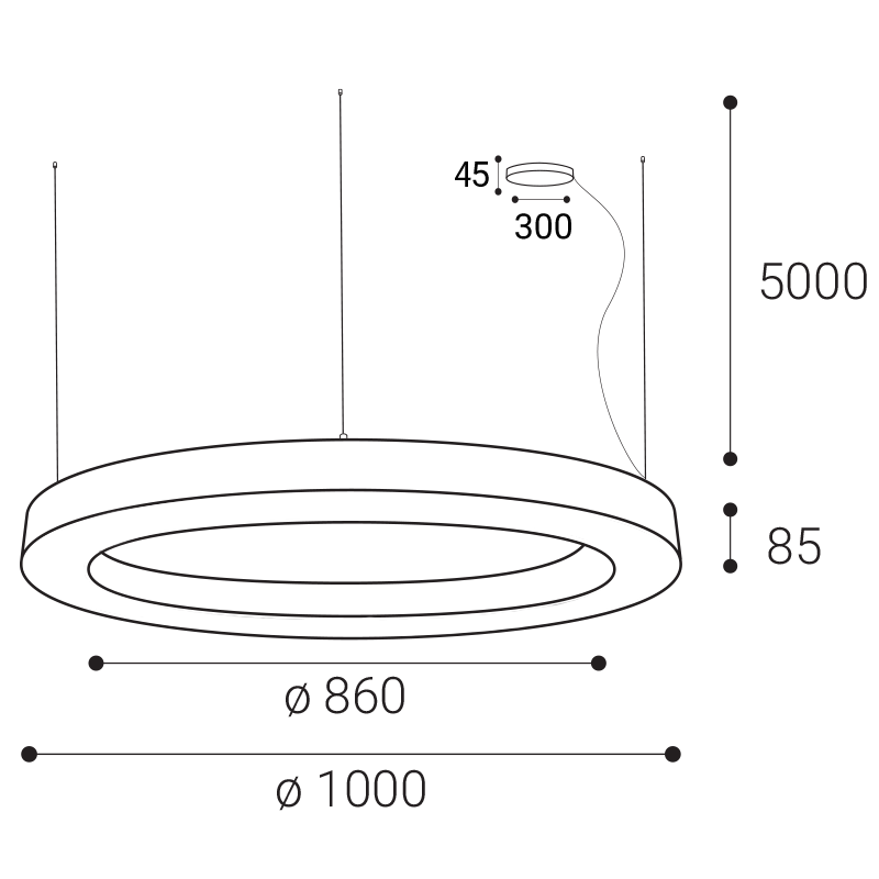 LED2 3276573DT SATURN SLIM II 100 PN-Z závesné svietidlo čierne stmievateľné