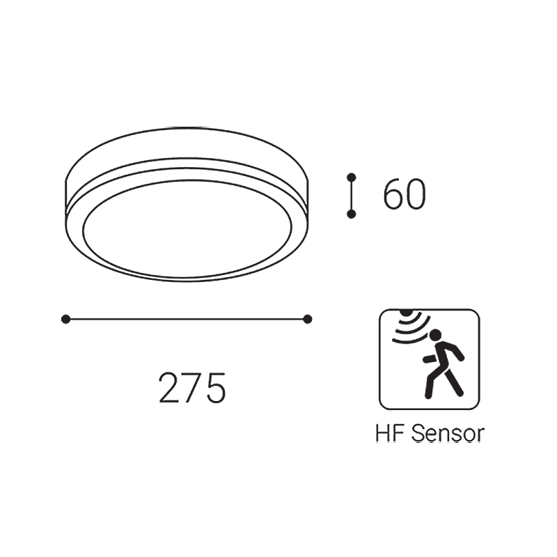 LED2 5233953 KERY HF vonkajšie stropné svietidlo čierne so senzorom