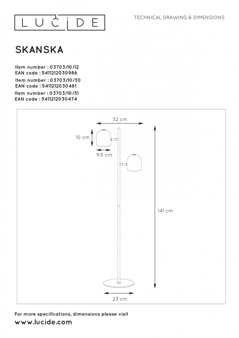 Lucide 03703/10/31 SKANSKA-LED stojanové dotykové svietidlo