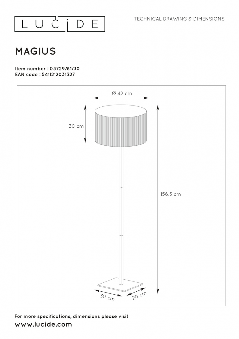 Lucide 03729/81/30 MAGIUS stojacia lampa