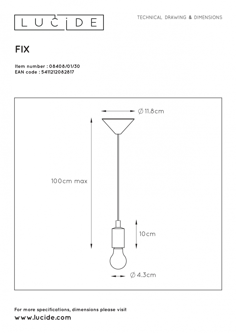 Lucide 08408/01/30 FIX závesné svietidlo