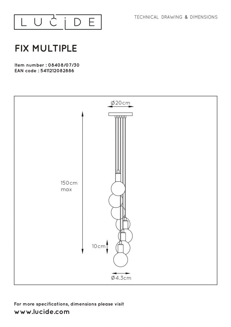 Lucide 08408/07/30 FIX závesné svietidlo