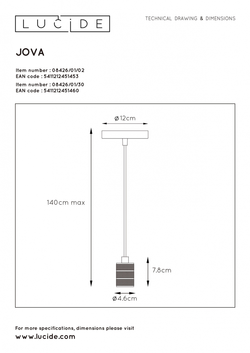 Lucide 08426/01/02 JOVA závesné svietidlo