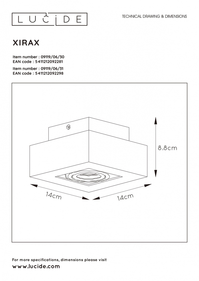 Lucide 09119/06/31 XIRAX bodové stropné LED svietidlo