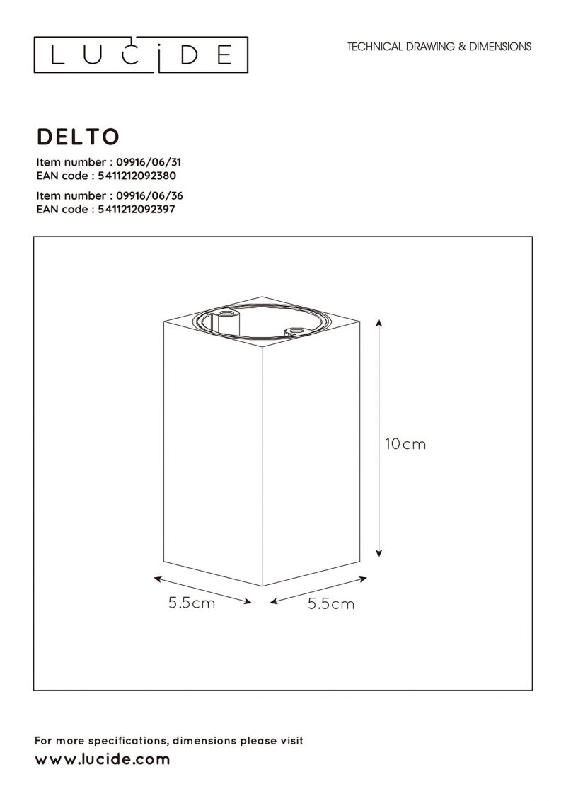 Lucide 09916/06/36 DELTO stropné svietidlo