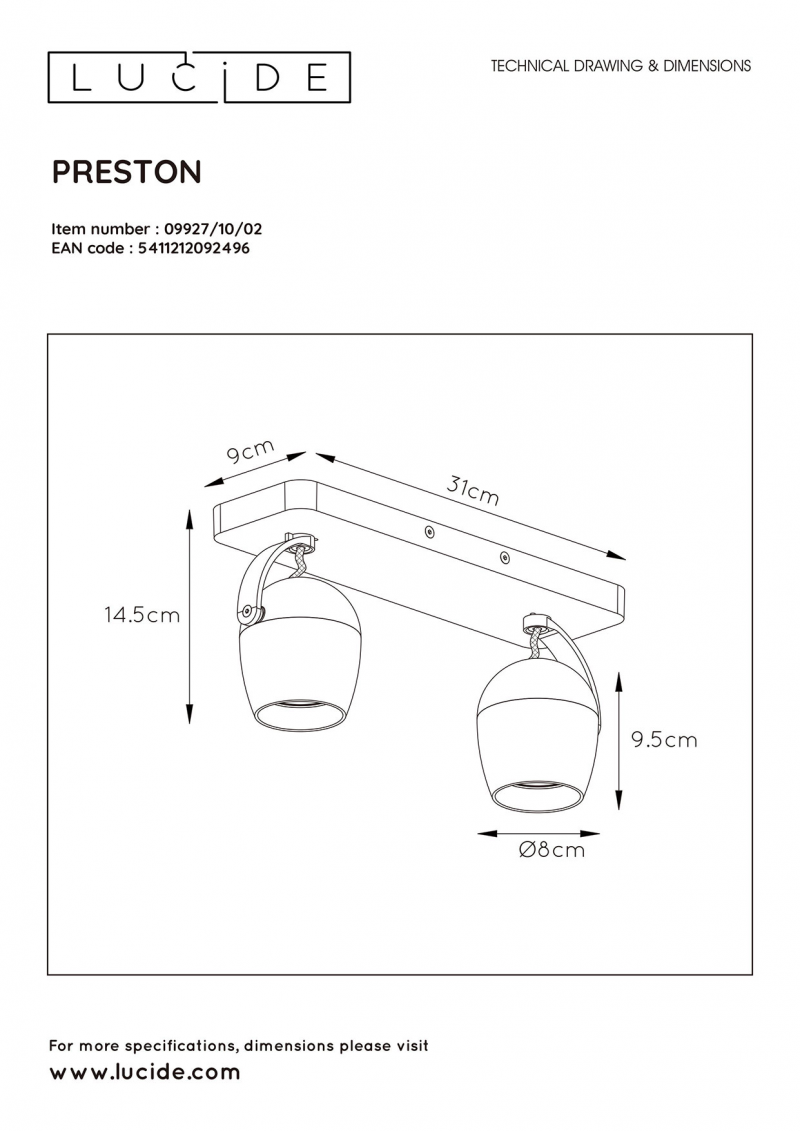 Lucide 09927/10/02 PRESTON stropné bodové LED svietidlo