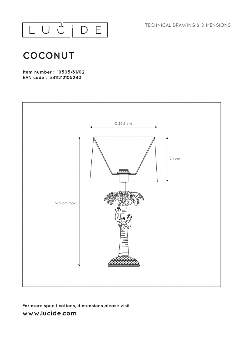 Lucide 10505/81/02 COCONUT stolová lampa