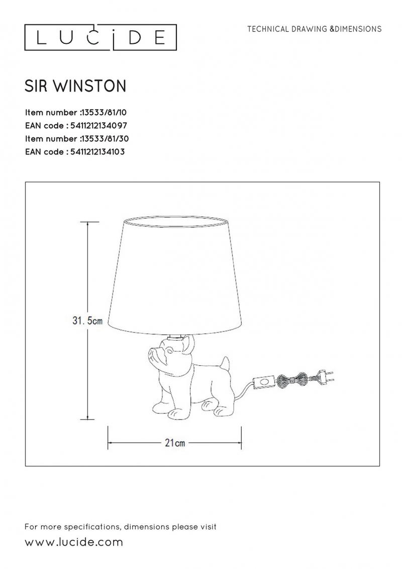 Lucide 13533/81/10 SIR stolová lampa