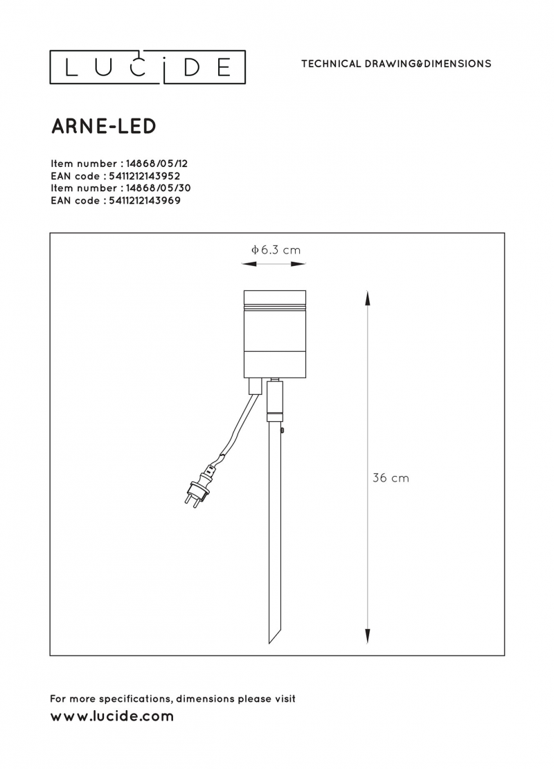 Lucide 14868/05/12 ARNE-LED vonkajšie svietidlo do zeme