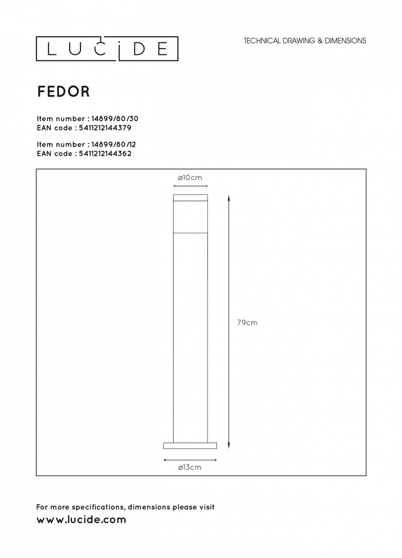 Lucide 14899/80/12 FEDOR stojacie vonkajšie svietidlo