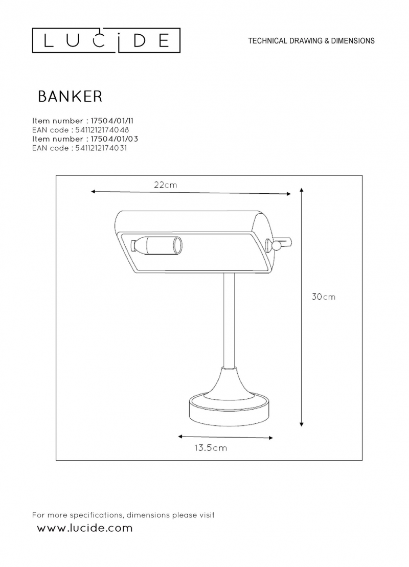 Lucide 17504/01/03 Banker stolová lampa