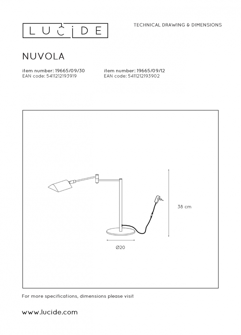 Lucide 19665/09/30 NUVOLA stolová lampa
