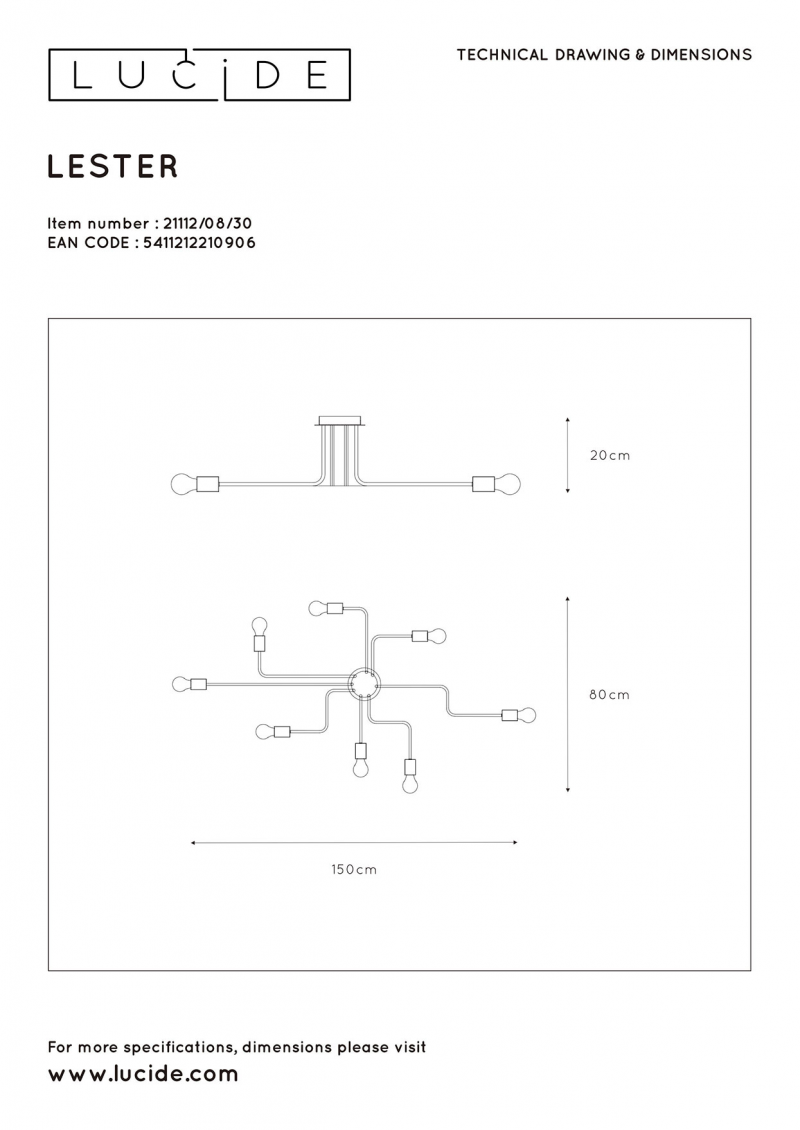 Lucide 21112/08/30 LESTER stropné svietidlo