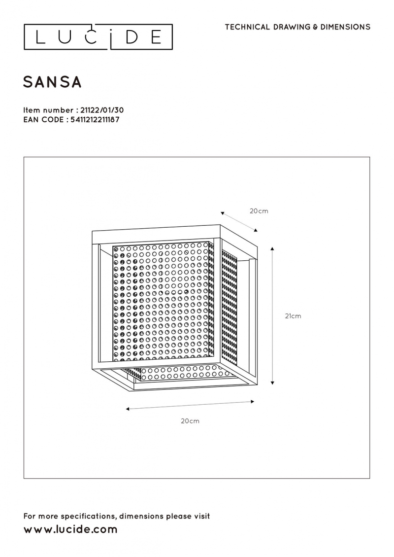 Lucide 21122/01/30 SANSA stropné svietidlo