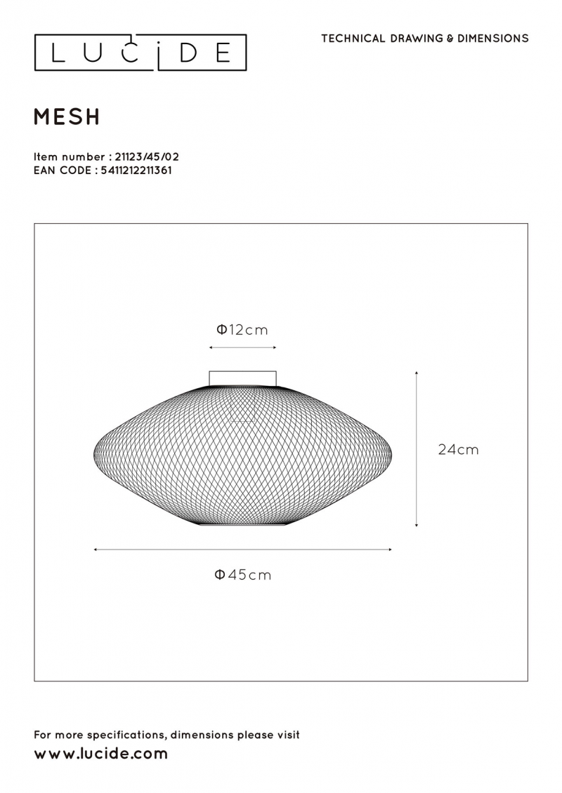 Lucide 21123/45/02 MESH stropné svietidlo luster do obývačky