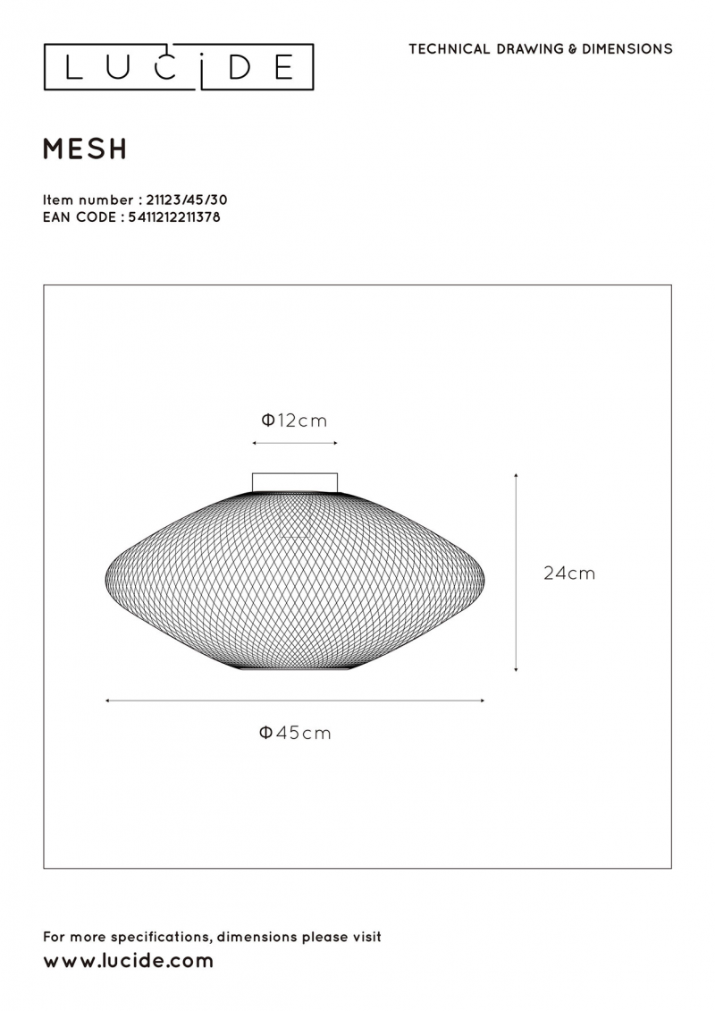 Lucide 21123/45/30 MESH stropné svietidlo