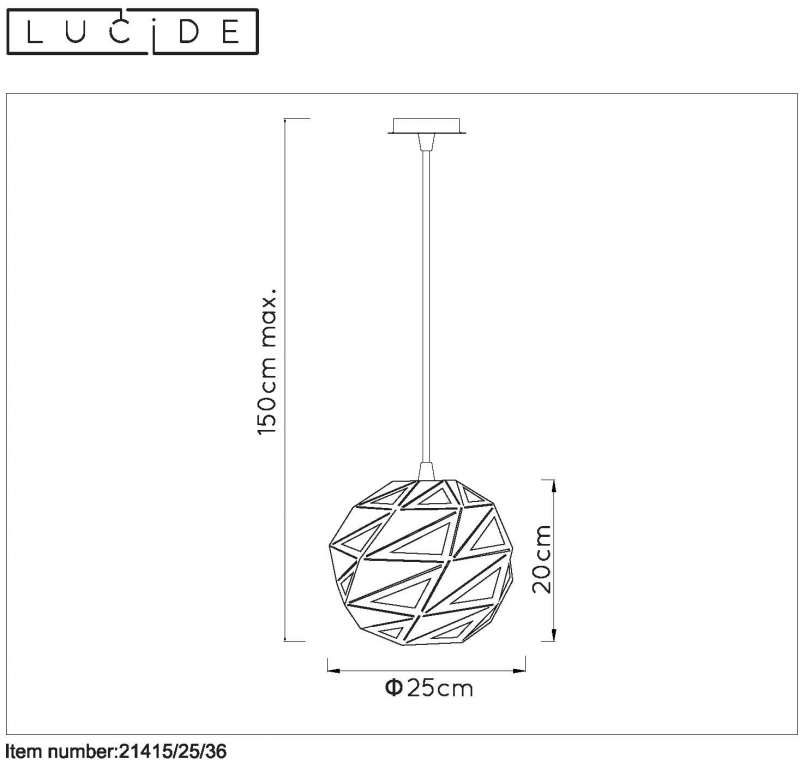 Lucide 21415/25/36 MALUNGA závesné svietidlo