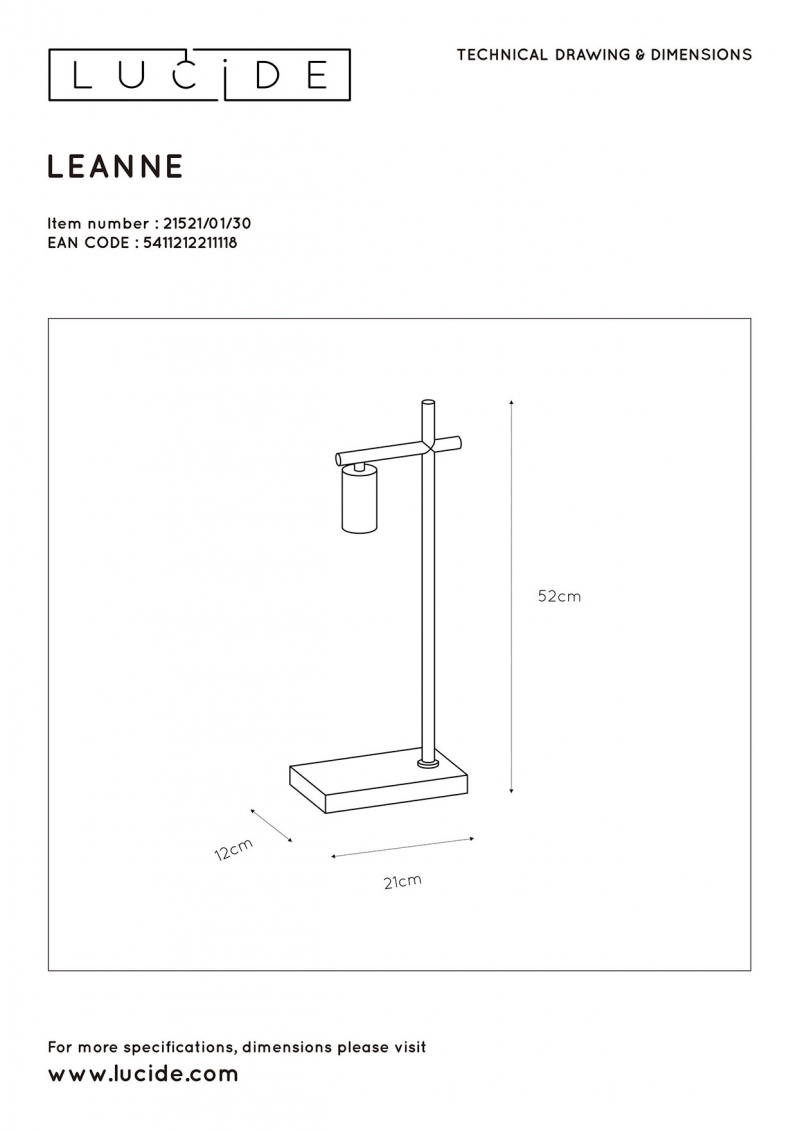 Lucide 21521/01/30 LEANNE stolová lampa