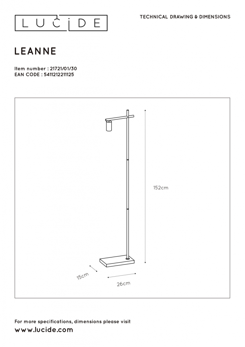 Lucide 21721/01/30 LEANNE stojacia lampa