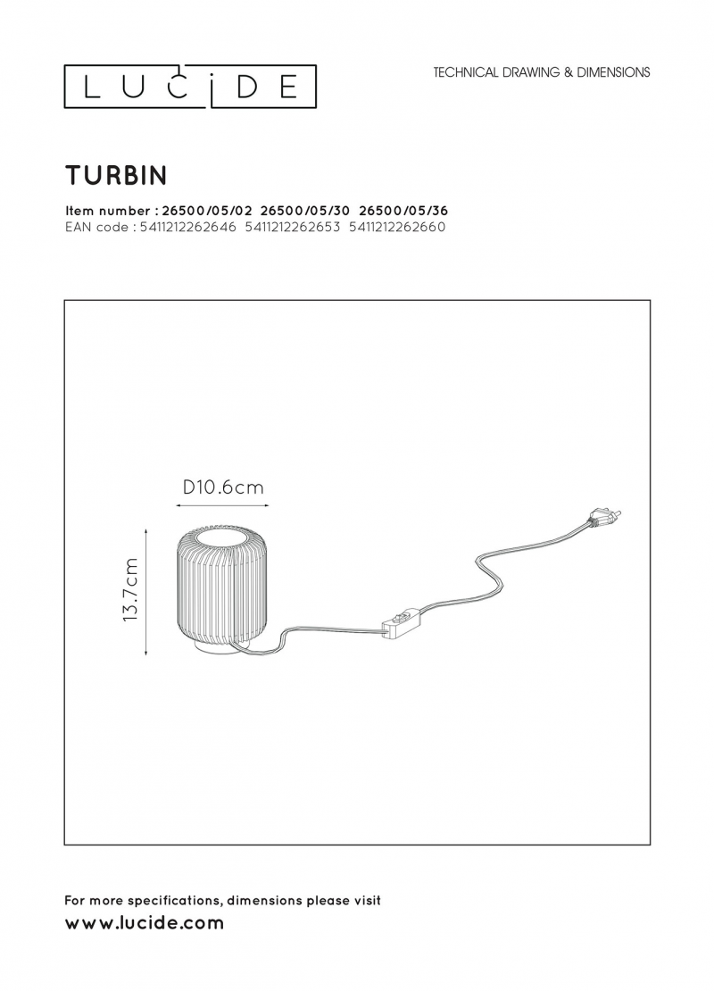 Lucide 26500/05/02 TURBIN stolová lampa