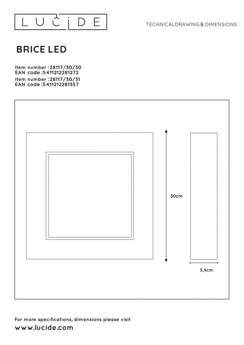 Lucide 28117/30/31 BRICE-LED stropné svietidlo