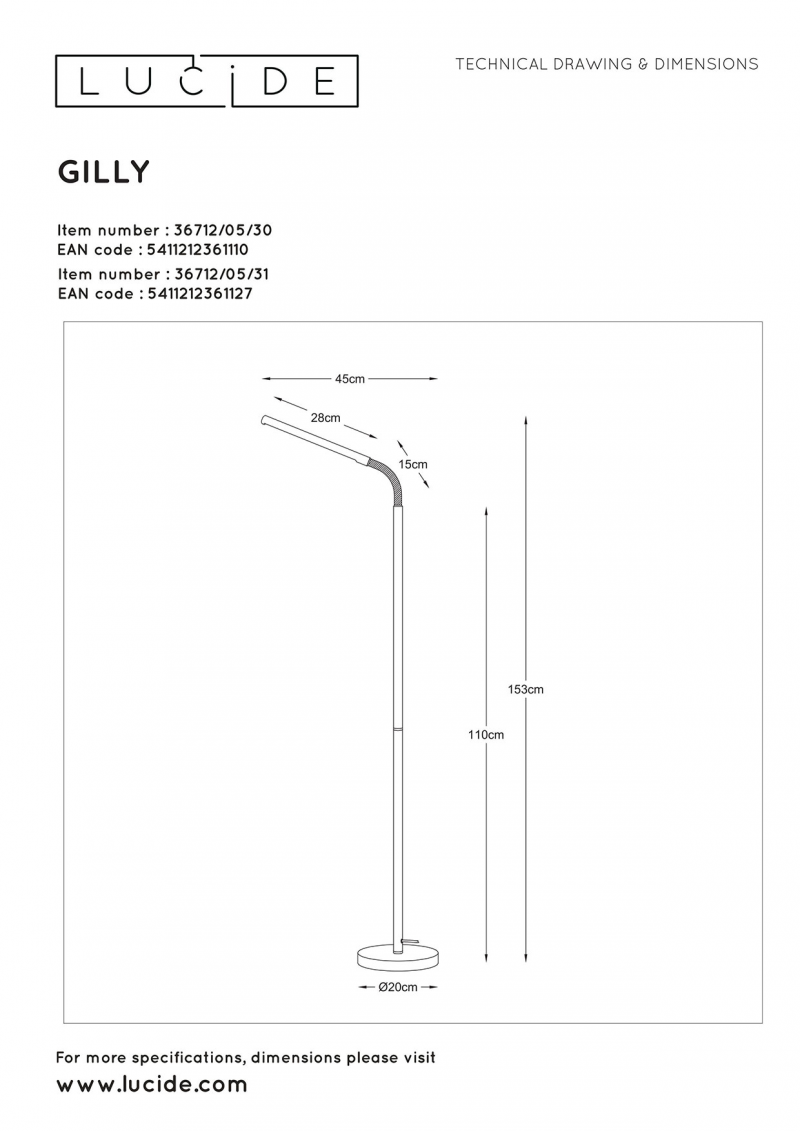 Lucide 36712/05/30 GILLY stojacia lampa