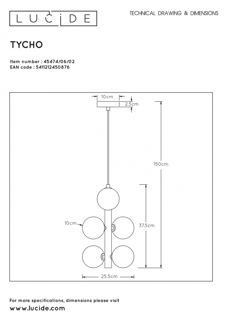 Lucide 45474/06/02 TYCHO závesné svietidlo