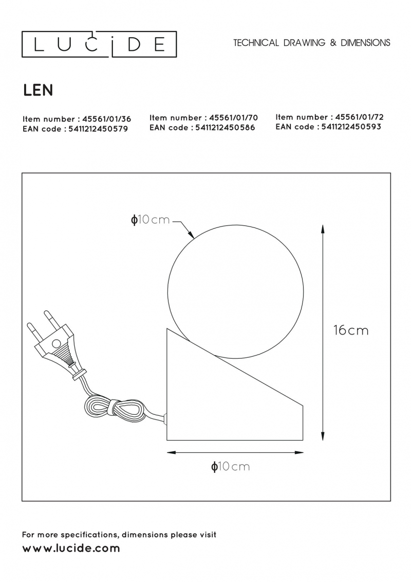 Lucide 45561/01/36 LEN stolová lampa
