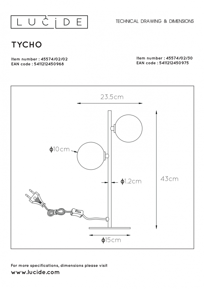 Lucide 45574/02/30 TYCHO stolová lampa