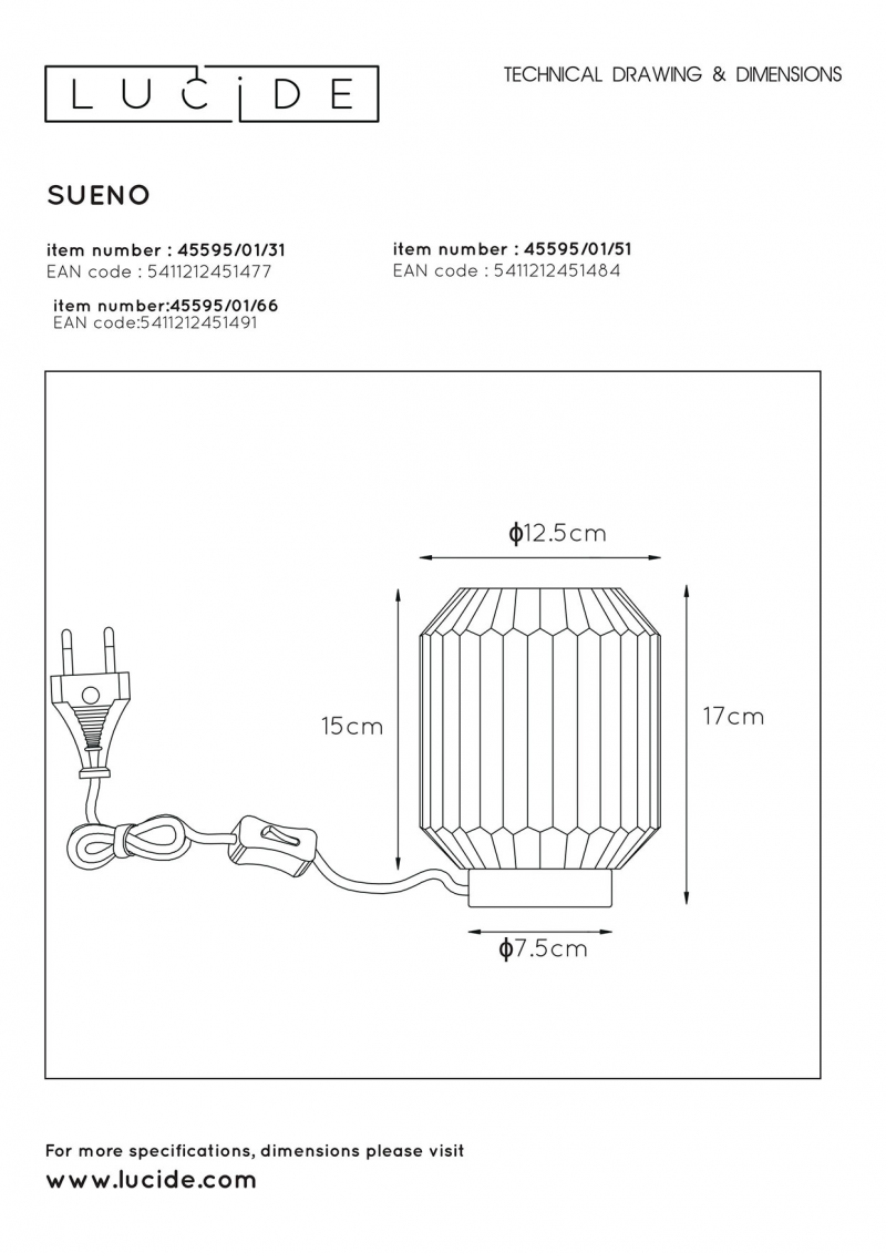 Lucide 45595/01/51 SUENO stolová lampa
