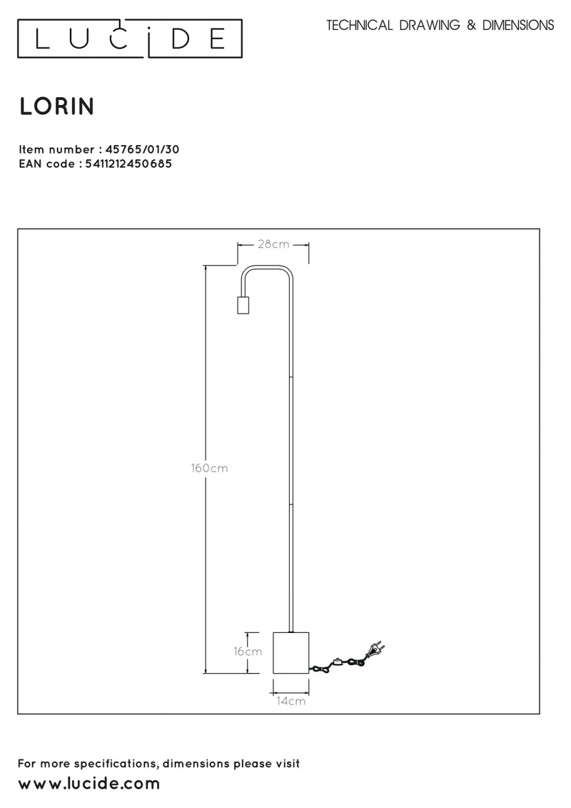 Lucide 45765/01/30 LORIN stojacia lampa