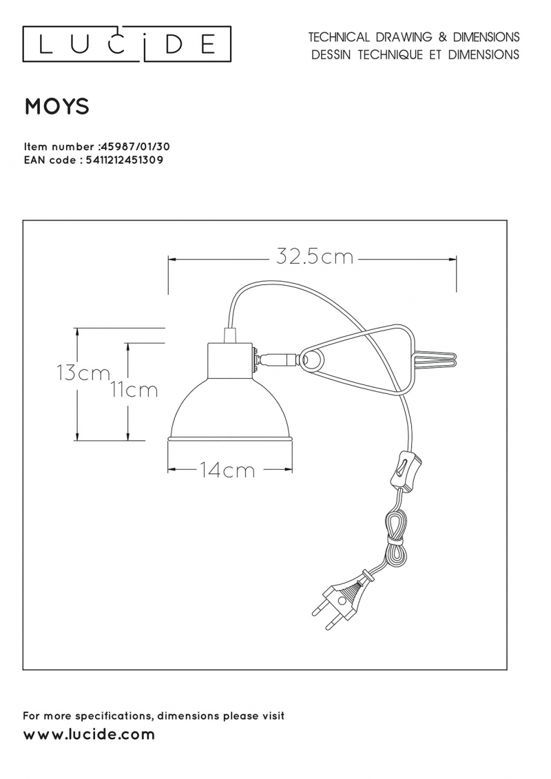Lucide 45987/01/30 MOYS stolová lampa