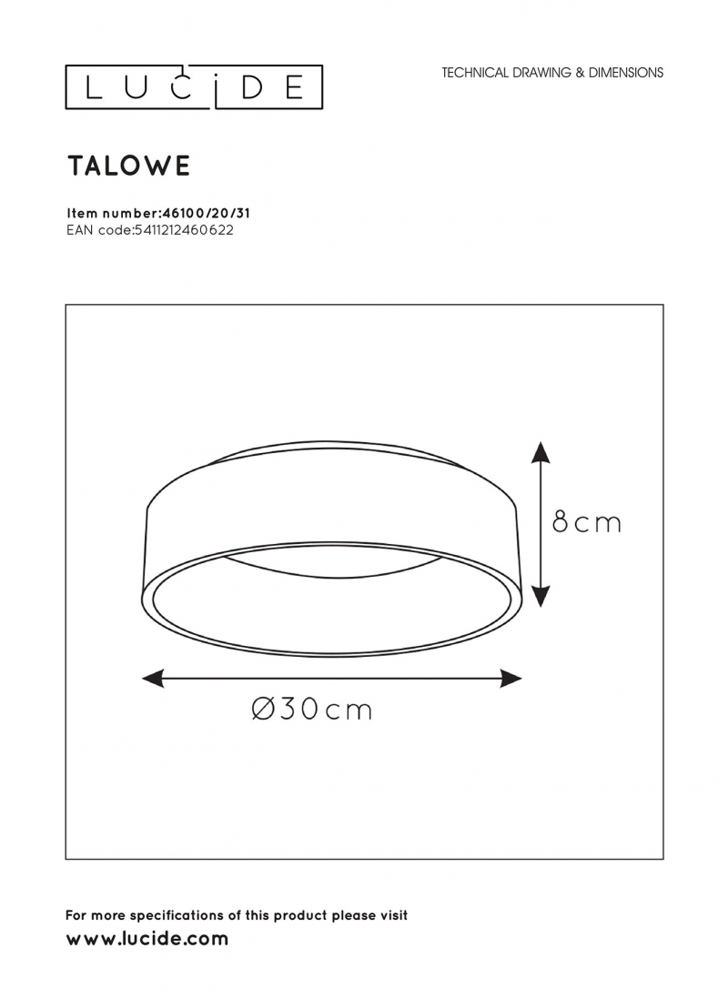 Lucide 46100/20/31 TALOWE stropné svietidlo
