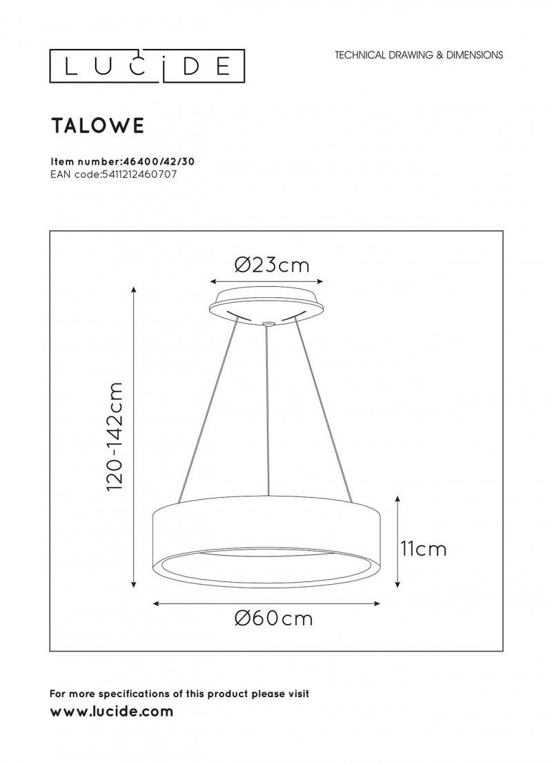 Lucide 46400/42/30 TALOWE závesné svietidlo