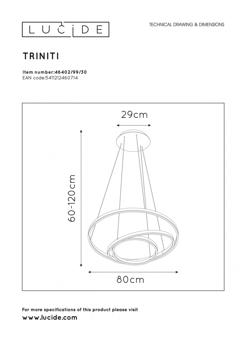 Lucide 46402/99/30 TRINITI závesné svietidlo