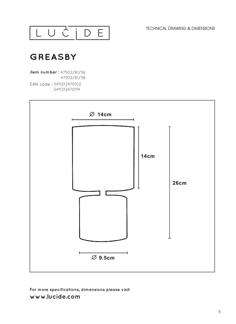 Lucide 47502/81/38 GREASBY stolová lampa