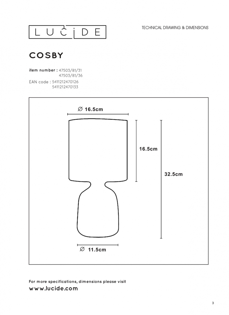 Lucide 47503/81/31 COSBY stolová lampa