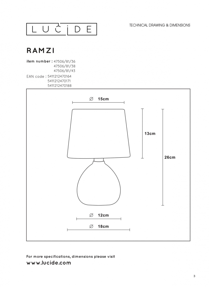 Lucide 47506/81/38 RAMZI stolová lampa