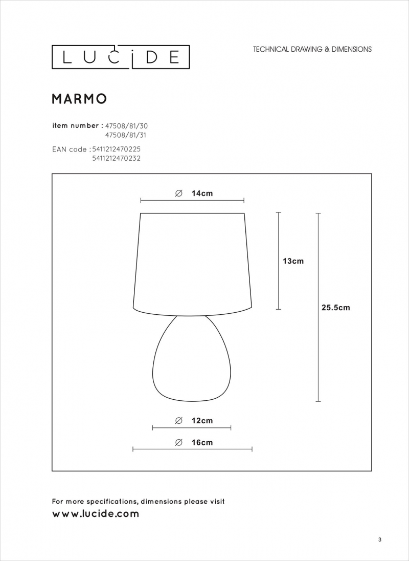 Lucide 47508/81/30 MARMO stolová lampa