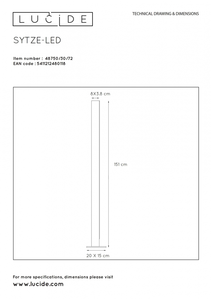 Lucide 48750/30/72 SYTZE stojacia lampa