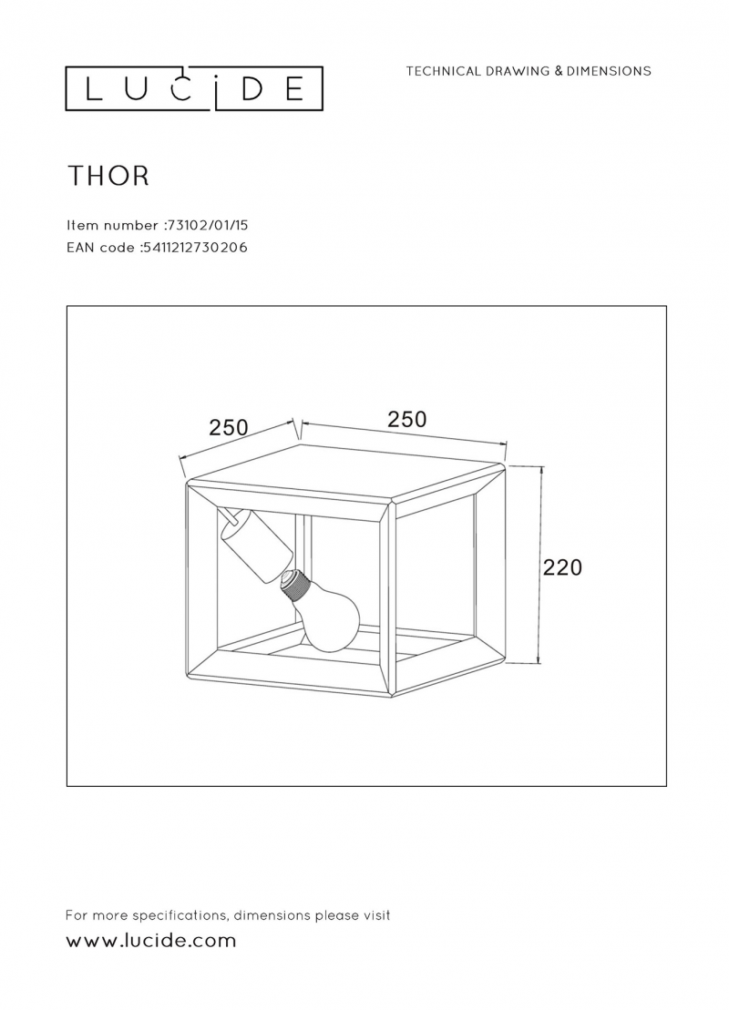 Lucide 73102/01/15 THOR stropné svietidlo