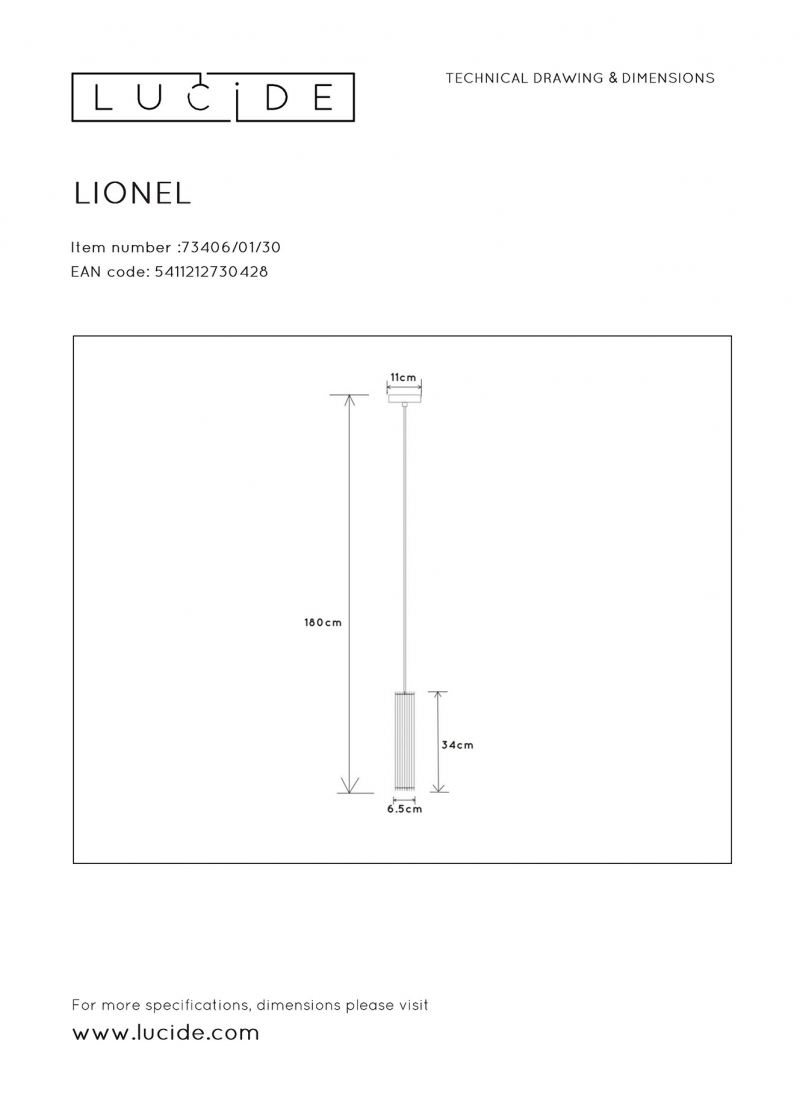 Lucide 73406/01/30 LIONEL závesné svietidlo