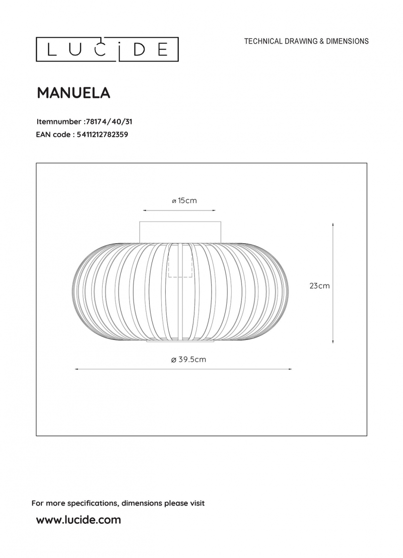 Lucide 78174/40/31 MANUELA stropné svietidlo