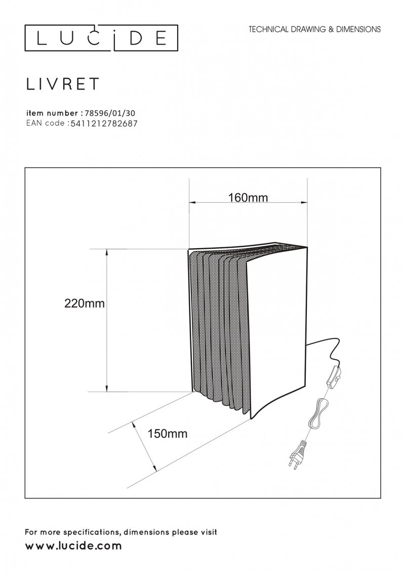 Lucide 78596/01/30 LIVRET stolová lampa